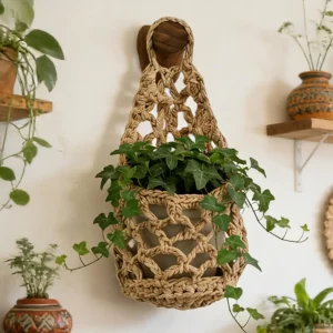 Boho Macrame Plant HangerBasket  for Succulents Cotton Rope Woven Hanging Basket with Net Pouch Home Decoration Organizer