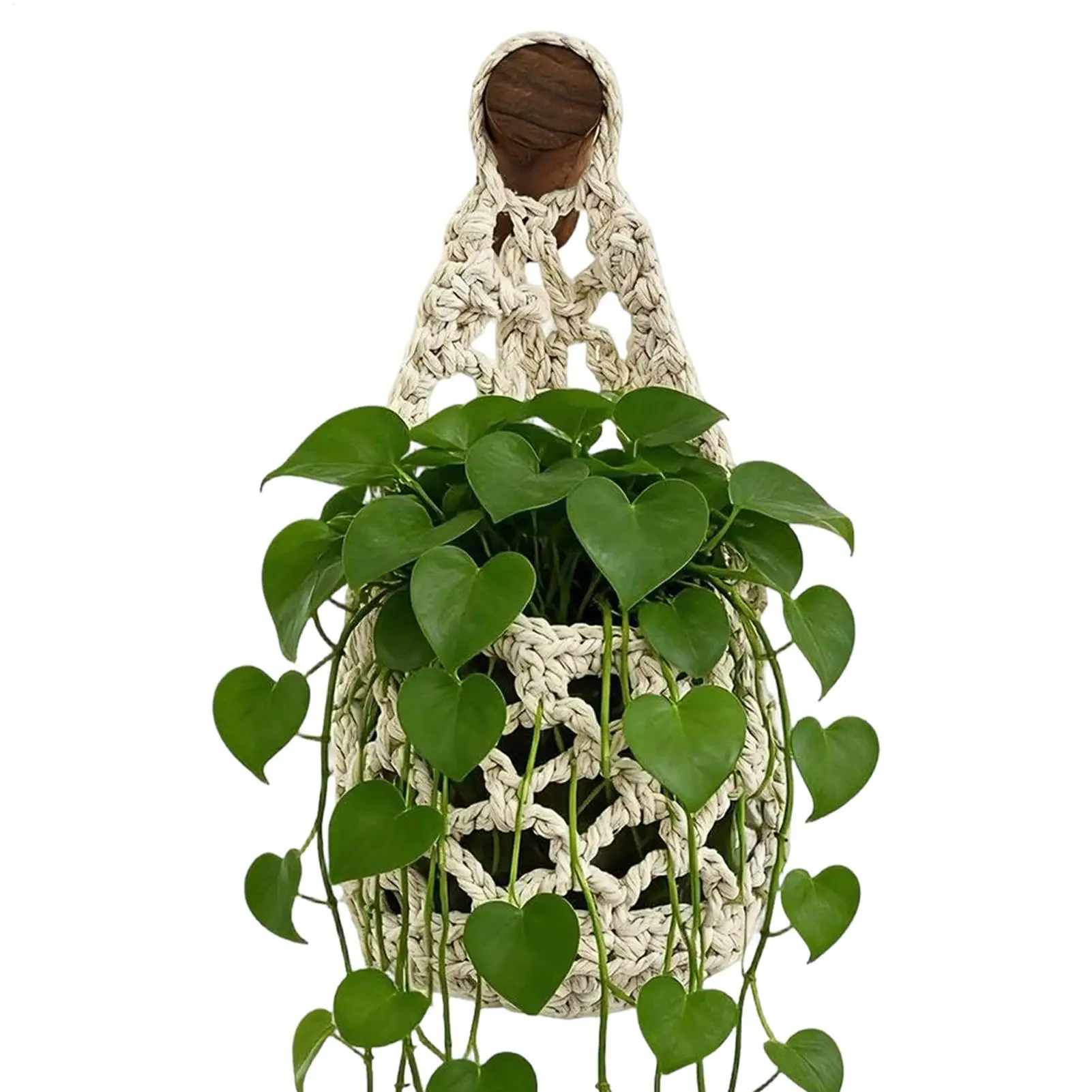 Boho Macrame Plant HangerBasket for Succulents Cotton Rope Woven Hanging Basket with Net Pouch Home Decoration Organizer - Image 3